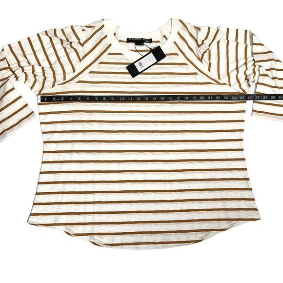 Veronica Beard Striped 3/4 Sleeve 3XLarge White & Orange Top Shirt - Picture 8 of 9